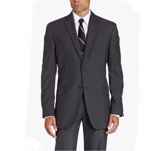 NWOT Suit Classic Fit 2-Button Suit Black with Light Charcoal Pin-Stripe